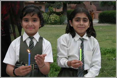 Hundreds of children and people all held candles at the end of our event at Jalianwala Bagh in Amritsar. 